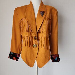 Vintage Marsha Brander for Componix Western Festival Jacket Fringe Orange